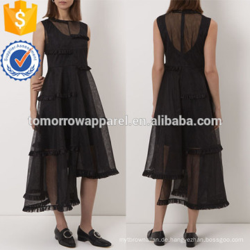 Schwarz ärmelloses Midikleid Kleid Herstellung Großhandel Mode Frauen Bekleidung (TA4056D)
